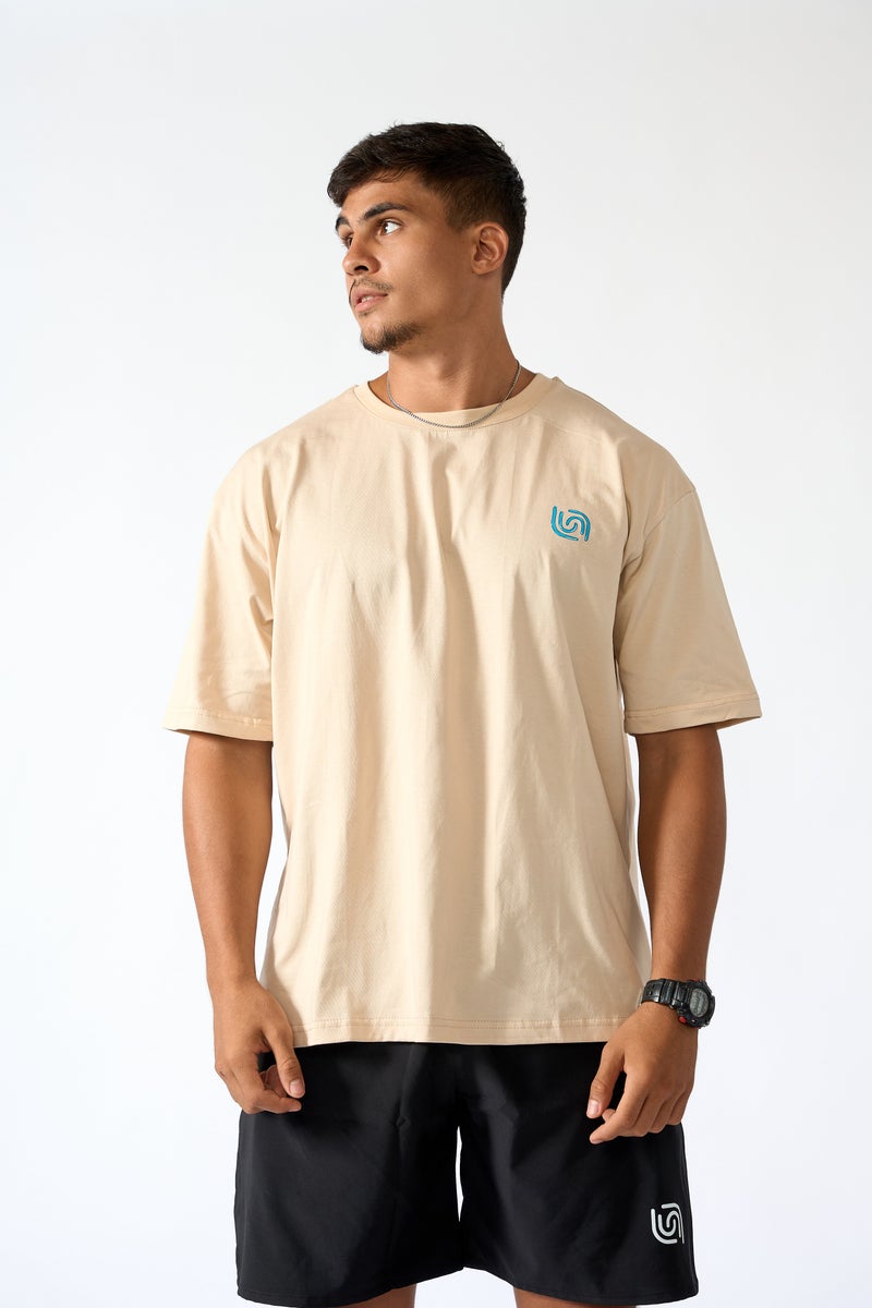 Beyond unisex Beige Cotton oversized t-shirt - Image 1